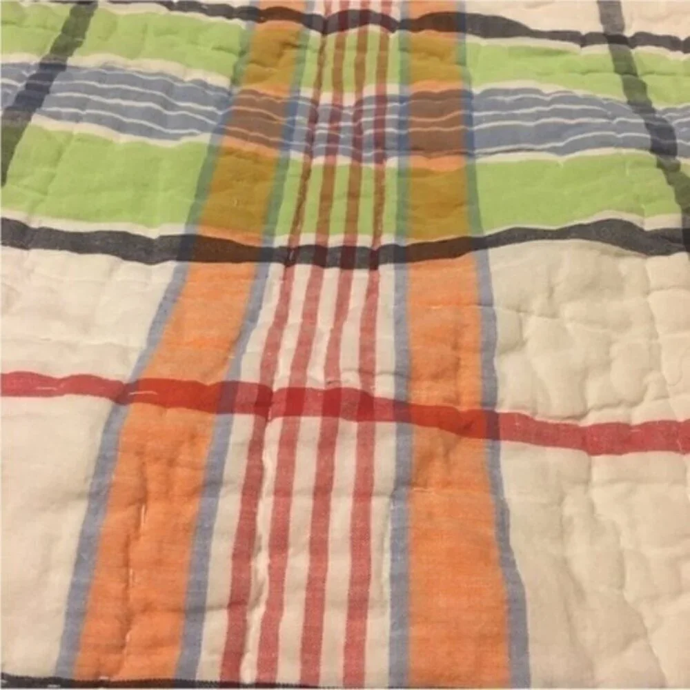 Pottery Barn Kids twin  size plaid Madras reversible comforter